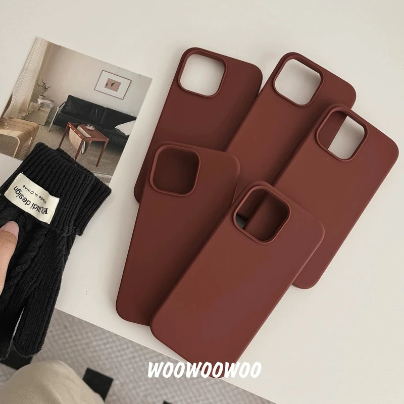 Supercase | I7P-i17promax เคสซิลิโคน บุกำมะหยี่ Silicone Case i7plus ixr i11 i11promax i12 i12promax i13 i13pro สีน้ำตาล
