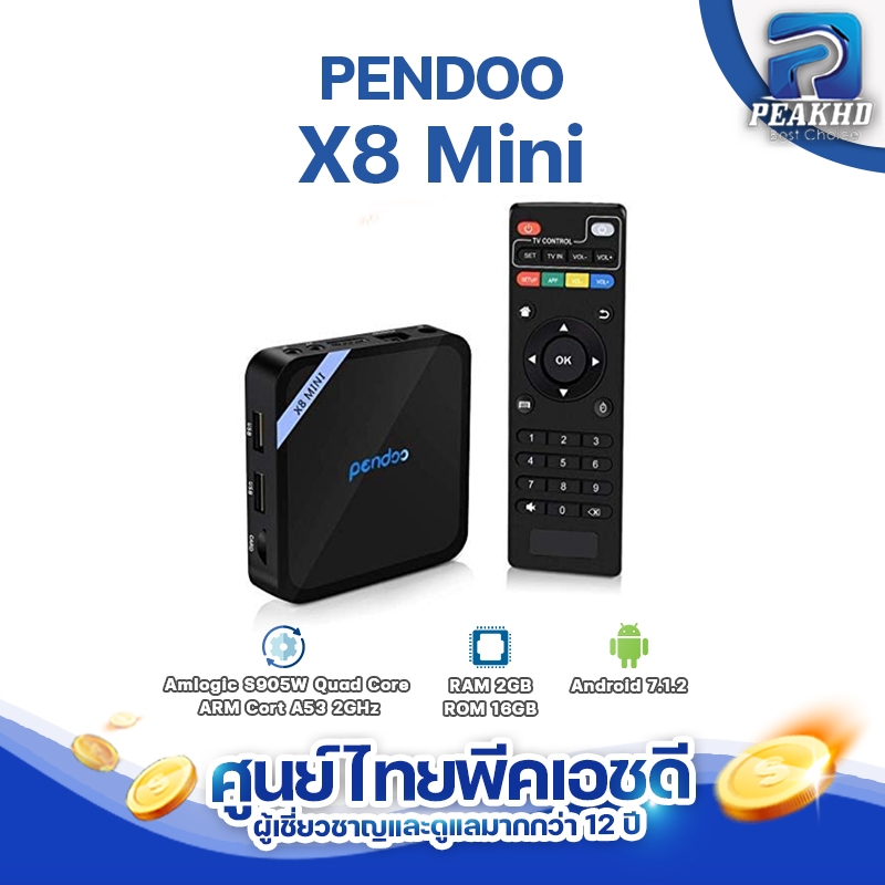 PENDOO X8 Mini Chipset S905W Android 7.0 Ram2GB/16GB เสถียร เล่นเว็บ Youtube กล่อง Android box ปี 20