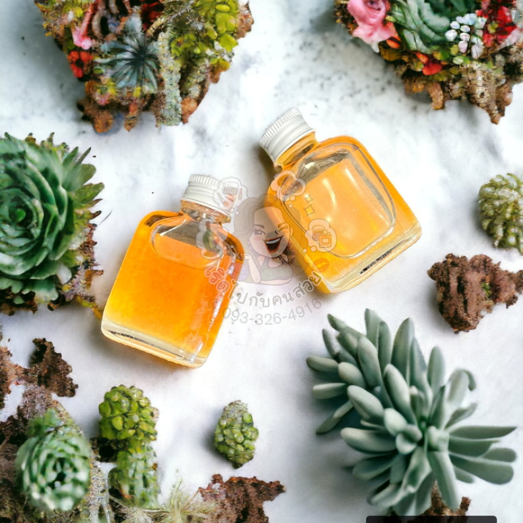 #07-083 ขวดแก้วแบน 30 ml พร้อมฝาอลูม้วนขอบ สีเงิน 20 mm และจุกใน (ใช้สำหรับใส่ออยล์ น้ำผึ้ง น้ำเชื่อม หรืองานDIY)