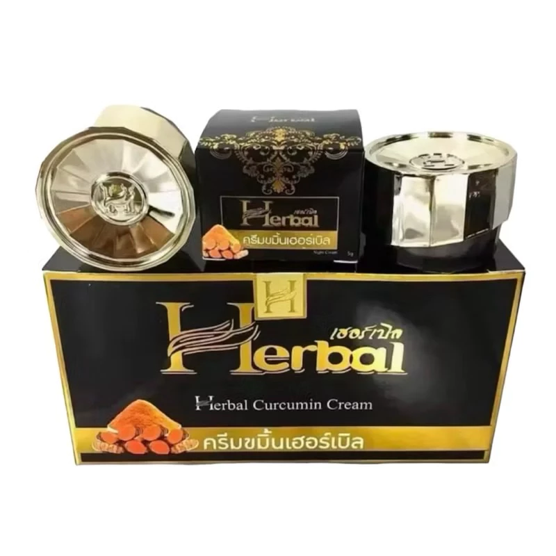 ครีมขมิ้น เซรั่ม Herbal เฮอร์เบิล ขมิ้นเฮิร์บ แพ็คเกจใหม่ ขมิ้นดำ Herbal cream 5 g ครีมสมุนไพร thumbnail 3