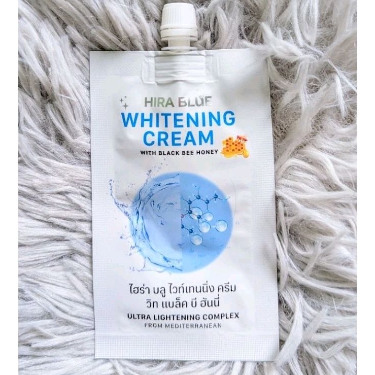 *พร้อมส่ง* ไฮร่า บลู 3 ซอง 55 บาท 1 ซอง 19 บาท 7 กรัม HIRA BLUE WHITENING CREAM WITH BLACK BEE HONEY
