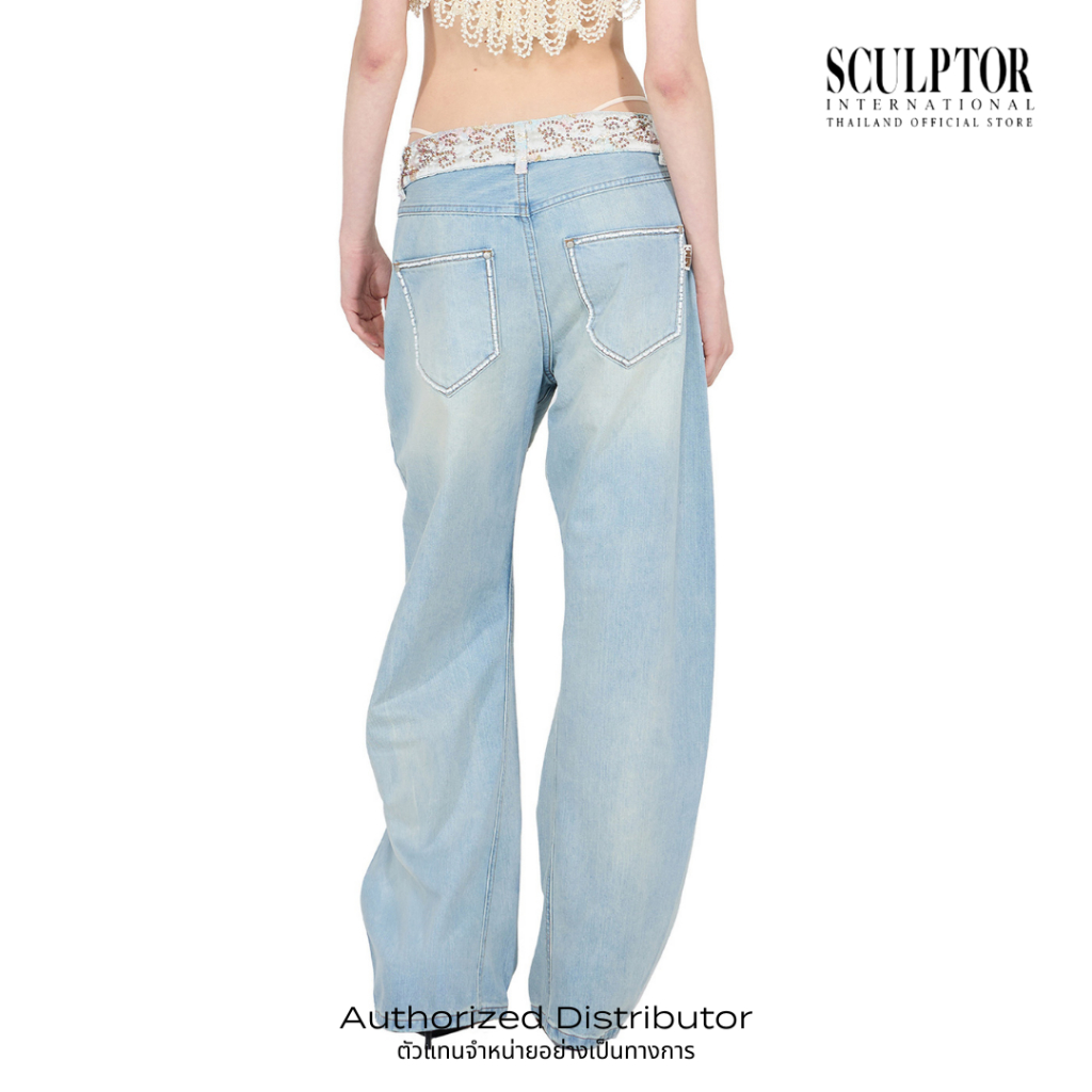 SCULPTOR® กางเกง Beaded Waist Denim Pants
