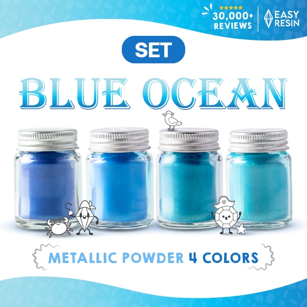 สีผสมเรซิ่น Blue ocean SET เมทัลลิคประกาย สีสด ใช้กับเรซิ่นทุกชนิด -Easy Resin