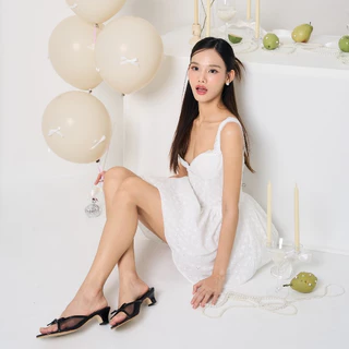 (preorder 7-10 วัน) Wish🌷 Buckle me รองเท้าส้นสูงผ้าตาข่ายหรูมากก สวยหวานมีโบว์ สูง 1.5 นิ้ว