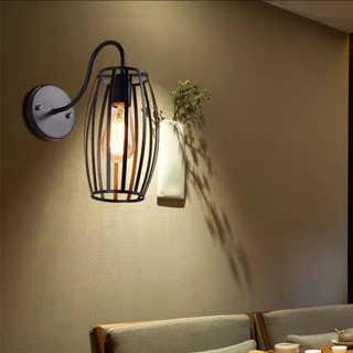 โคมไฟติดผนังอุตสาหกรรม Retro E27 โคมไฟติดผนังโคมไฟติดผนังสีดำสำหรับ Headboard Bedroom Coffee Shop