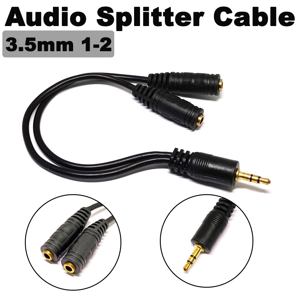 สายแยกหูฟังสองเครื่อง สัญญาณเสียง เข้า 1 ออก 2 ( 3.5mm Jack 1 in 2 Couples Audio Line Earbud Headset Y Splitter Cable )