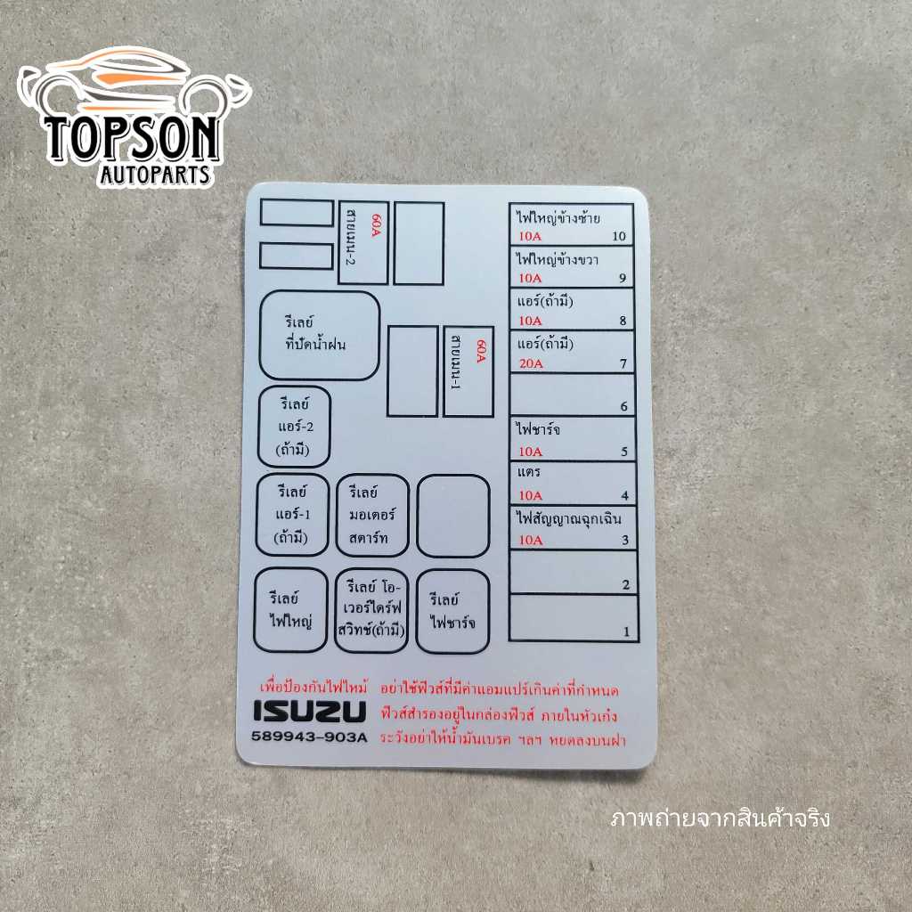 สติ๊กเกอร์ติดกล่องฟิวส์ สติ๊กเกอร์ติดฝาครอบกล่องฟิวส์ Isuzu TFR อิซูซุ ทีเอฟอาร์ 1ชิ้น มีเก็บเงินปลายทาง - รูปที่ 3
