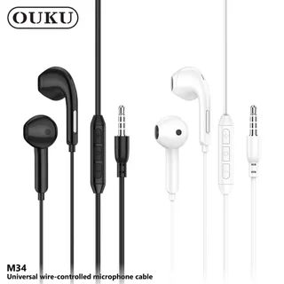 หูฟัง OUKU M34 หูฟังแบบมีสาย พร้อมไมค์ สำหรับ Aux 3.5mm.คุยโทรศัพท์ได้ ฟังเพลง คุณภาพเสียงดี