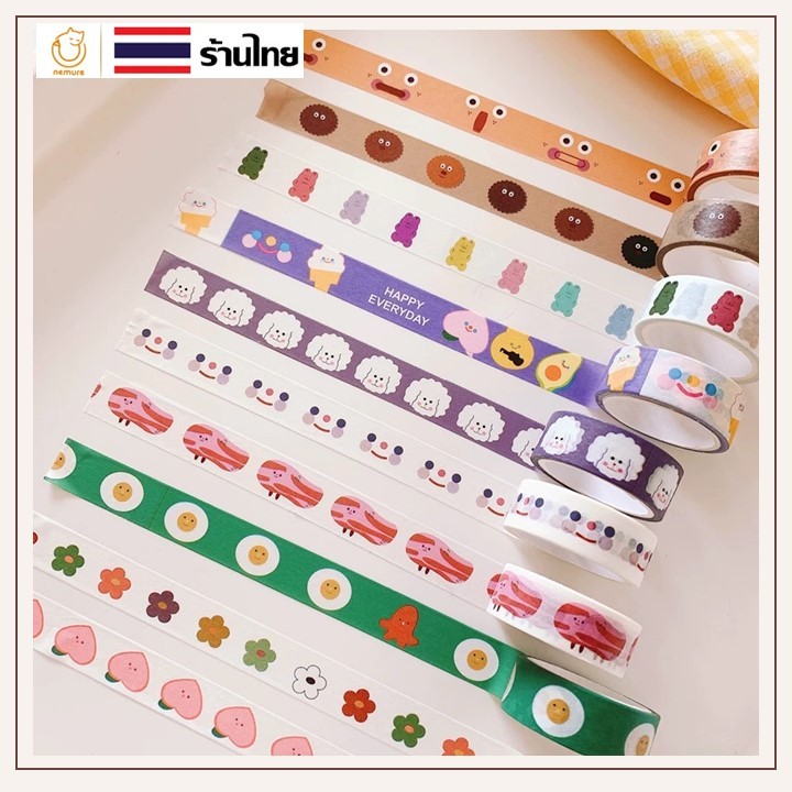 (P-009) เทปวาชิน่ารัก INS เทปกาววาชิ ลายการ์ตูนน่ารัก สำหรับตกแต่ง DIY