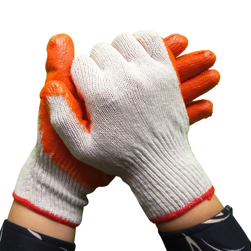 ถุงมือผ้าเคลือบยางสีส้มใช้งานอเนกประสงค์ ถุงมือป้องกันบาดกันลื่น ถุงมืองานช่าง (ขายแพ็ค 12คู่) - รูปที่ 4