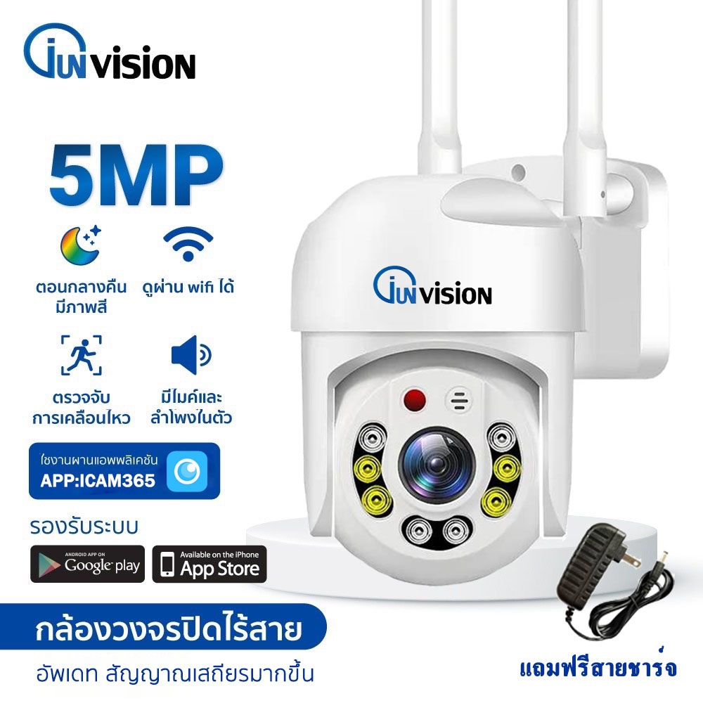 Junanvision กล้องวงจรปิด ​5ล้านพิกเซล MINI ptz outdoor camera HD 5MP​ wifi ​หมุนได้360 APP ICAM365