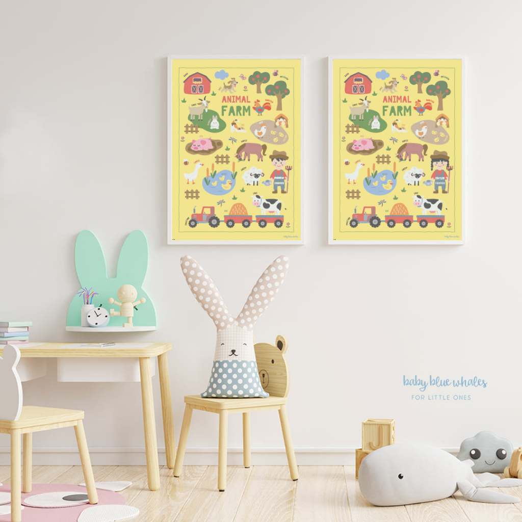Baby Blue Whales โปสเตอร์สัตว์ฟาร์ม ผู้ชาย ใส่ชื่อได้ / Personalized Fram Animals (Boy) Poster [Pre-Order 7-14 วัน] - รูปที่ 2
