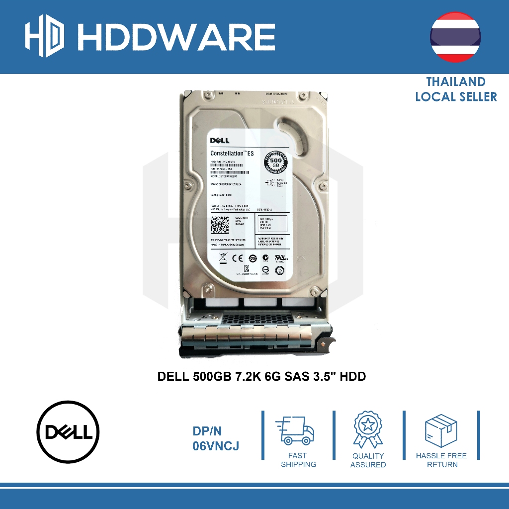 DELL 500GB 7.2K 6G SAS 3.5" HDD // 06VNCJ // 9YZ262-150 // ST500NM0001