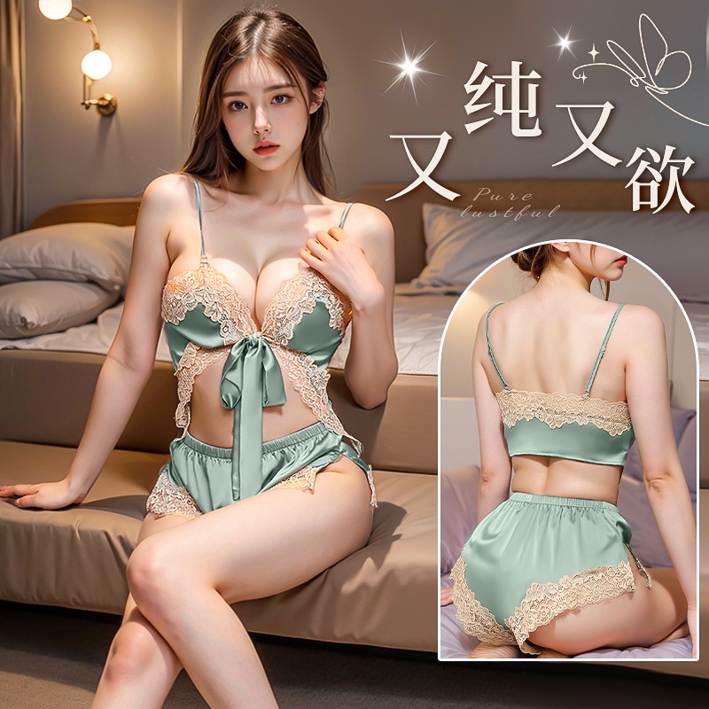 👙sexy👙เซตชุดนอน ชุดนอนลูกไม้เซ็กซี่ เสื้อผ้า+กางเกง ผ้าคุณภาพสูง ส่งจากไทย