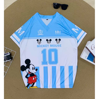 ( M5 ) เสื้อยืดผ้าไมโคร คอวีไขว้ ลายมิ๊ก เลข10 L-3XL