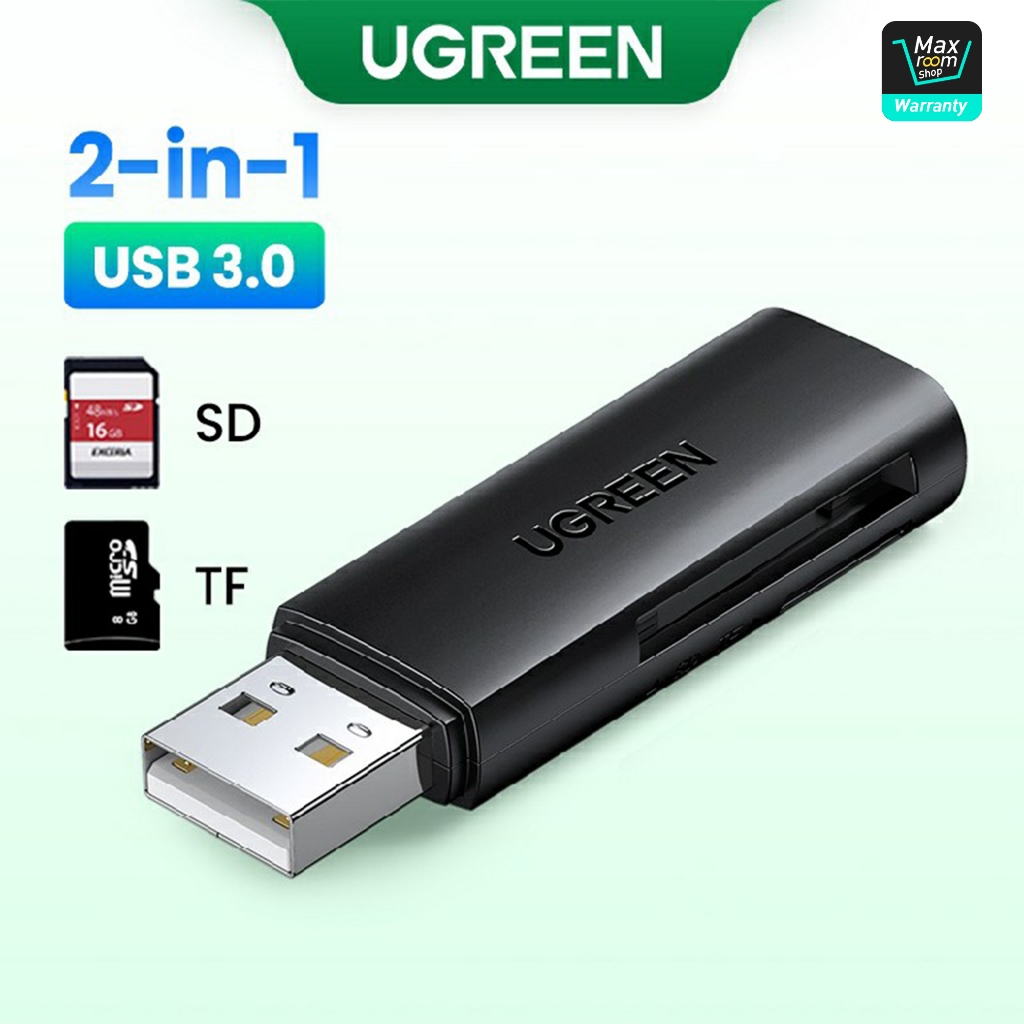 UGREEN 2-in-1 SD TF Card Reader การ์ดรีดเดอร์ USB3.0 รองรับ TF Card และ SD Card