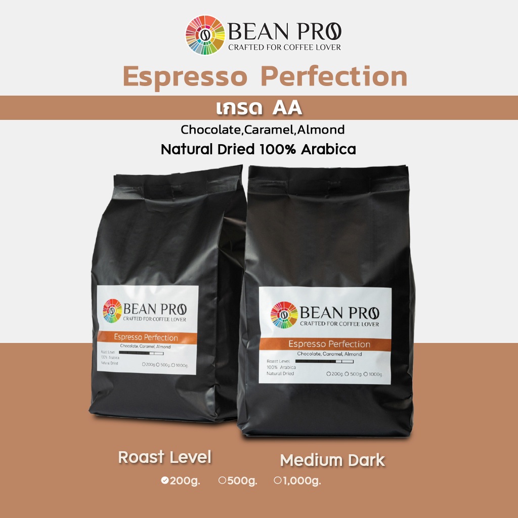 BEANPRO Espresso Perfection กาแฟสู้นม เกรดAA อราบิก้าแท้100%🔥คั่วกลางค่อนเข้ม🔥