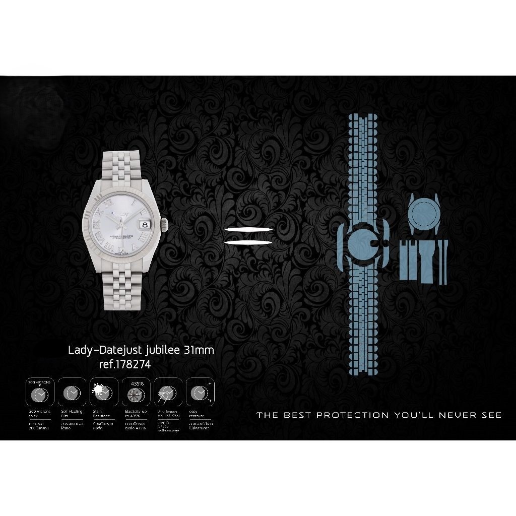 ฟิล์มกันรอยนาฬิกา Watch Protection โรเล็กซ์ Lady-Datejust Jubilee 31mm ref.178274