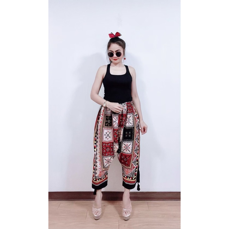 👍🛍️กางเกงฮาเร็ม เอวสม็อค ฟรีไซส์สาวอวบใส่ได้สบายมีสินค้าพร้อมจัดส่ง🛍️👍 - รูปที่ 3