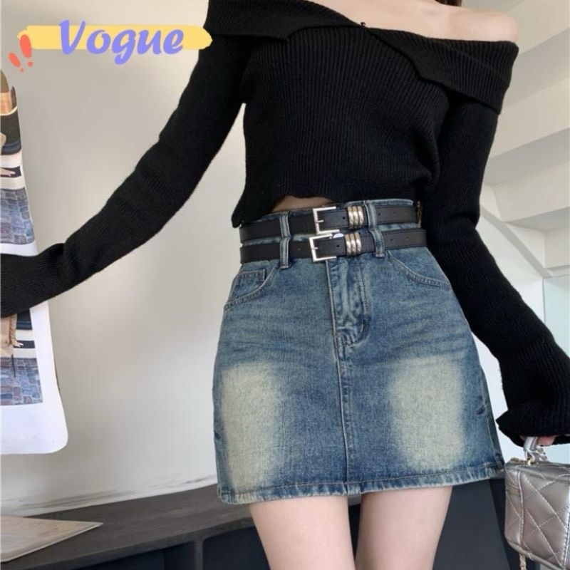 พร้อมส่ง กระโปรงยีนส์เอวสูง ไม่มีเข็มขัด Size L *มือ2 (ซื้อจากร้าน Vogue1)