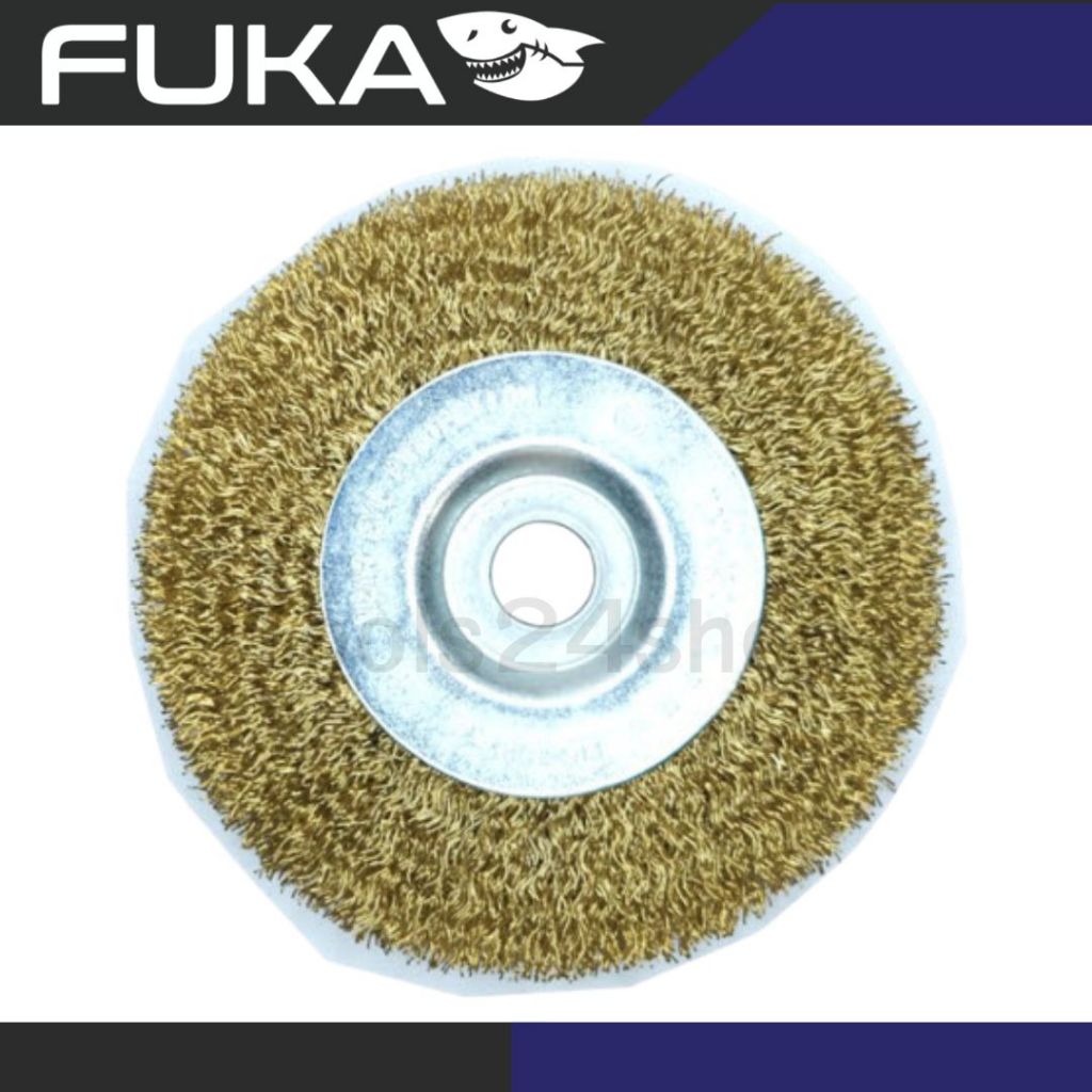 FUKA แปรงลวดกลมบางสีทอง หนา 1/2" ขนาด 100, 150 mm.