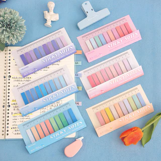 Sticky Notes Index แฟ้มไม้บรรทัด แบบกระดาษ มีกาวด้านหลัง เขียนได้ ไม่กันน้ำ มี 10 สี สีล่ะ 20 ชิ้น