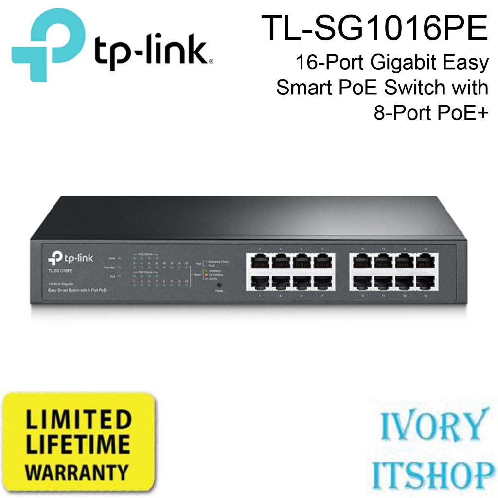 TP-LINK TL-SG1016PE 16-Port Gigabit Easy Smart PoE Switch with 8-Port PoE+