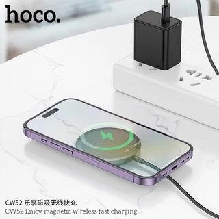 HOCO CW52 แท่นชาร์จไร้สาย ระบบแม่เหล็ก Qi 2in1 จ่ายไฟ 15W สำหรับ สมาร์ทโฟน หูฟังไร้สาย รองรับ iOS แท่นชาร์จหูฟัง