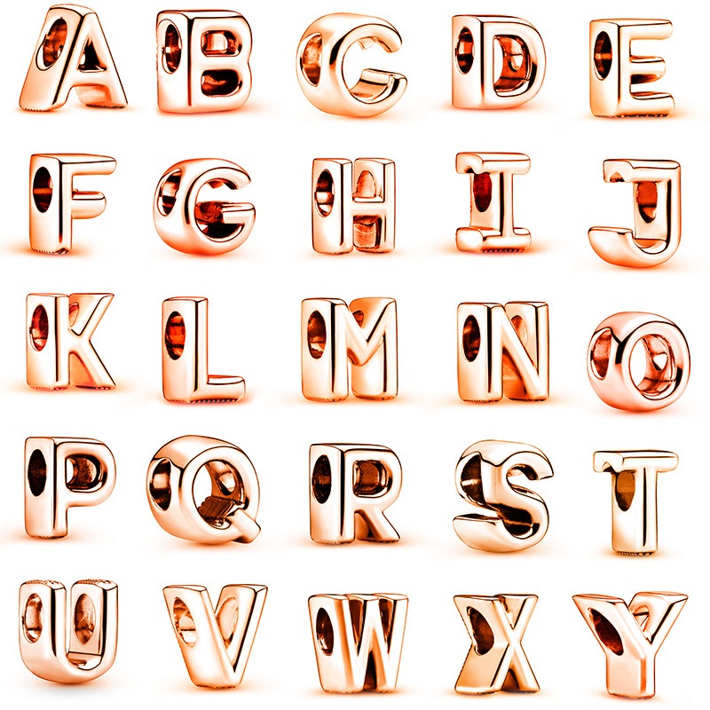ชาร์มPandora ชาร์มแพนตัวอักษร A-Z สีโรสโกลด์