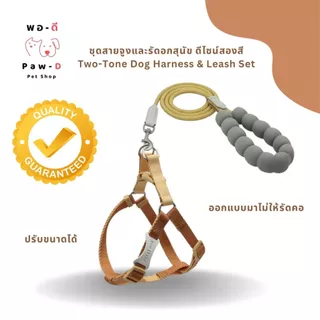 PAW-D ชุดสายจูงและรัดอกสุนัข ดีไซน์สองสี Two-Tone Dog Harness & Leash Set