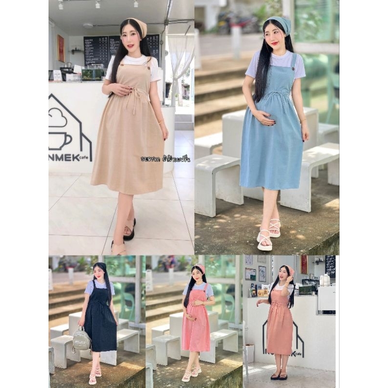 ชุดคลุมท้อง เอี้ยมคลุมท้อง แถมผ้าโพก งานผ้าฝ้ายน่ารักๆใส่ได้ถึงคลอดจ้า ไม่ท้องใส่ก็น่ารักน๊า