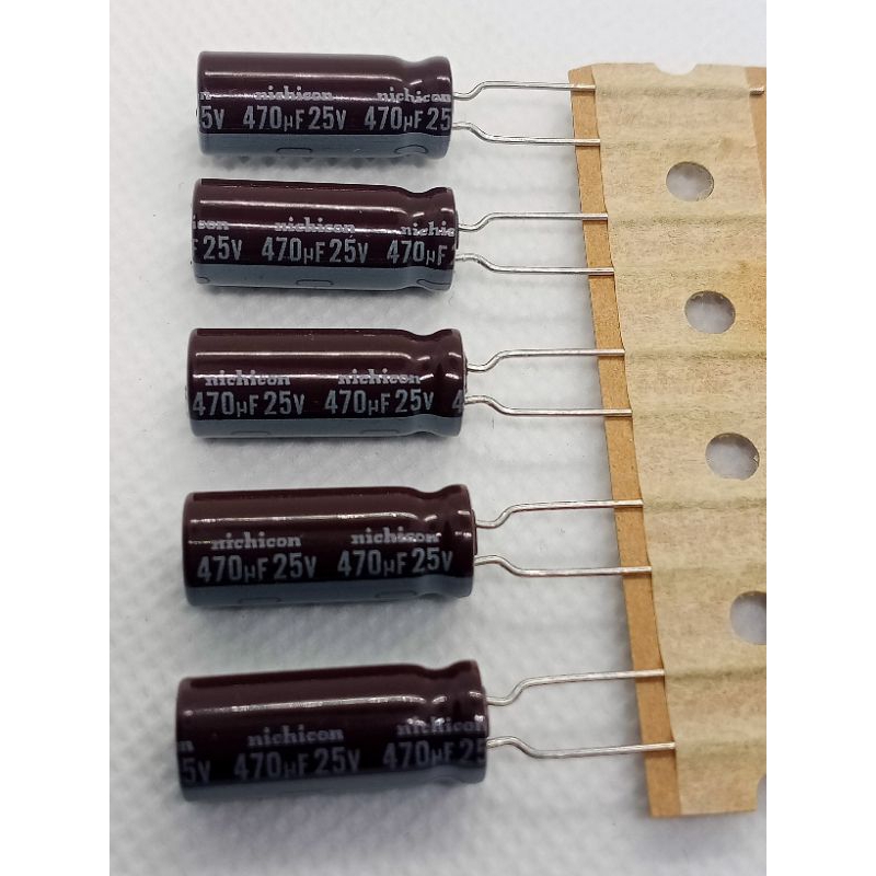 (ราคาต่อ2ตัว) คาปาซิเตอร์ 470uF 25v. 105c°ตัวเก็บประจุ 8×20mm. Capasitor 470UF /25V. พร้อมส่ง