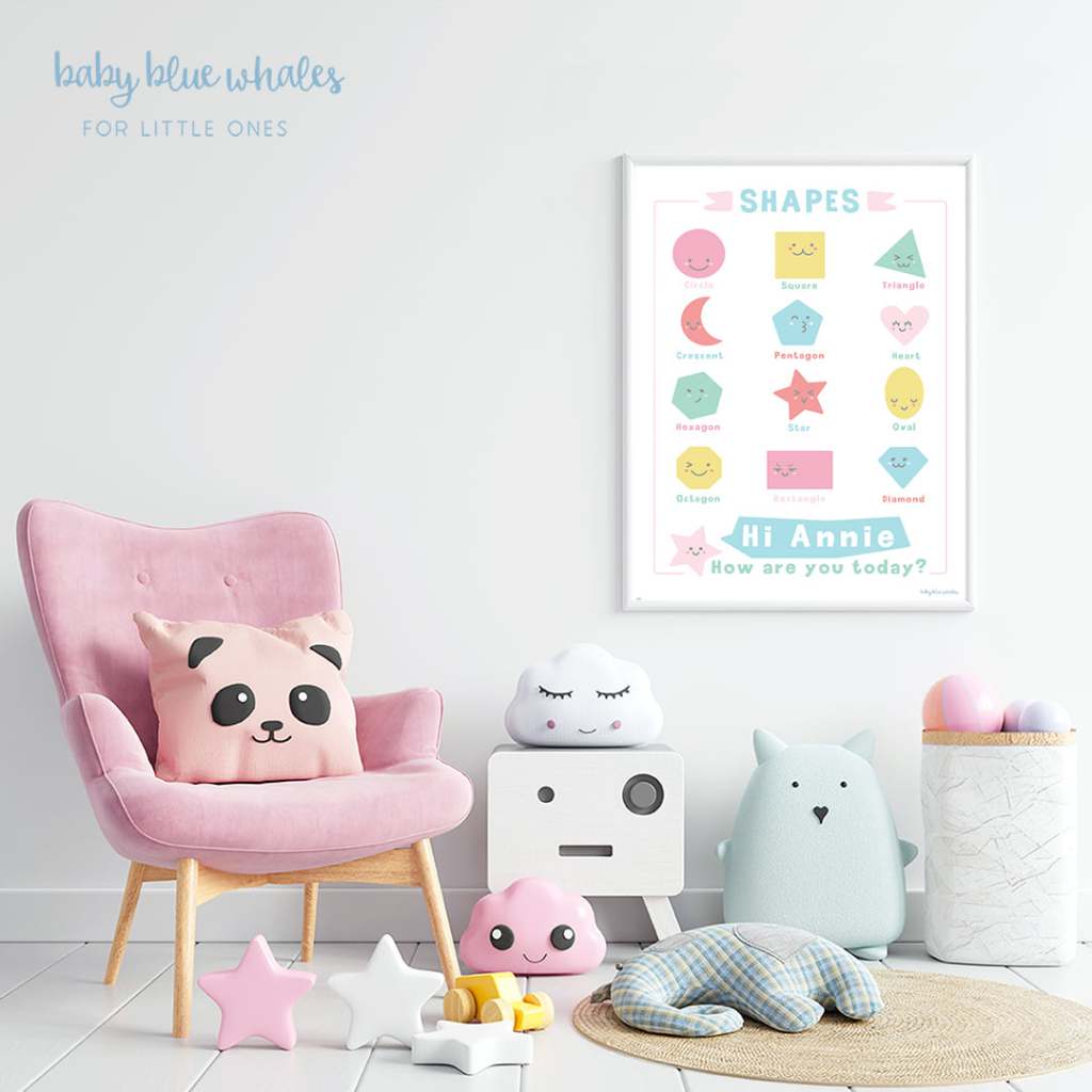 Baby Blue Whales โปสเตอร์เด็ก รูปทรง ใส่ชื่อได้ / Personalized Shapes Poster [Pre-Order รอสินค้า 7-14 วัน] ราคา ถูกที่สุด ดีลบีเคเค แกลเลอรีภาพที่ 3