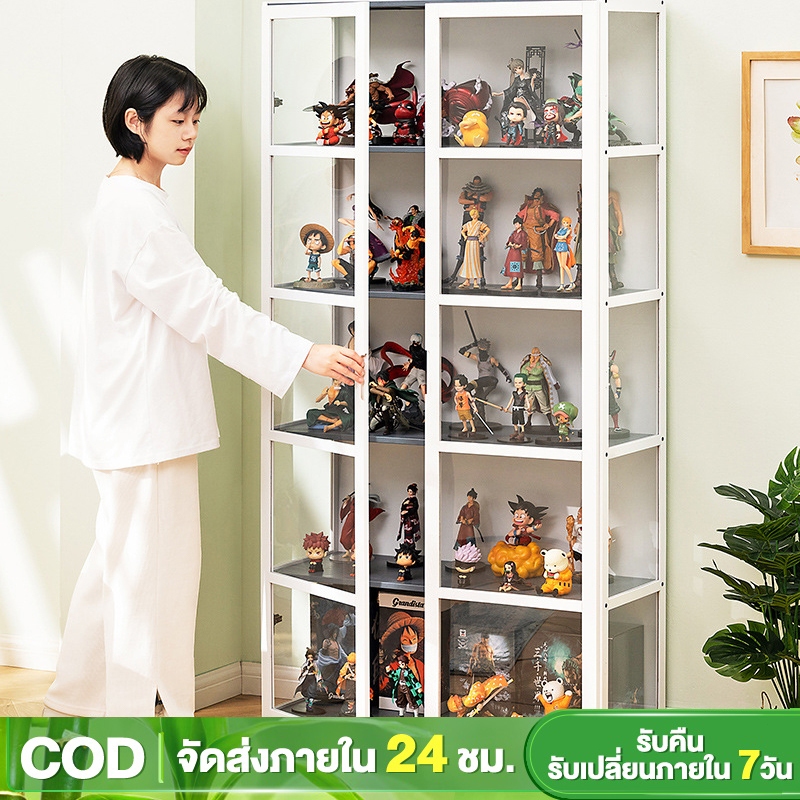 ตู้โชว์โมเดล ตู้กระจกสองประตู สีขาว ฝาหน้าเปิดได้ จุของได้เยอะ รองรับน้ำหนักได้ดีมาก มีหลายขนาด กันแมลงและกันมอด