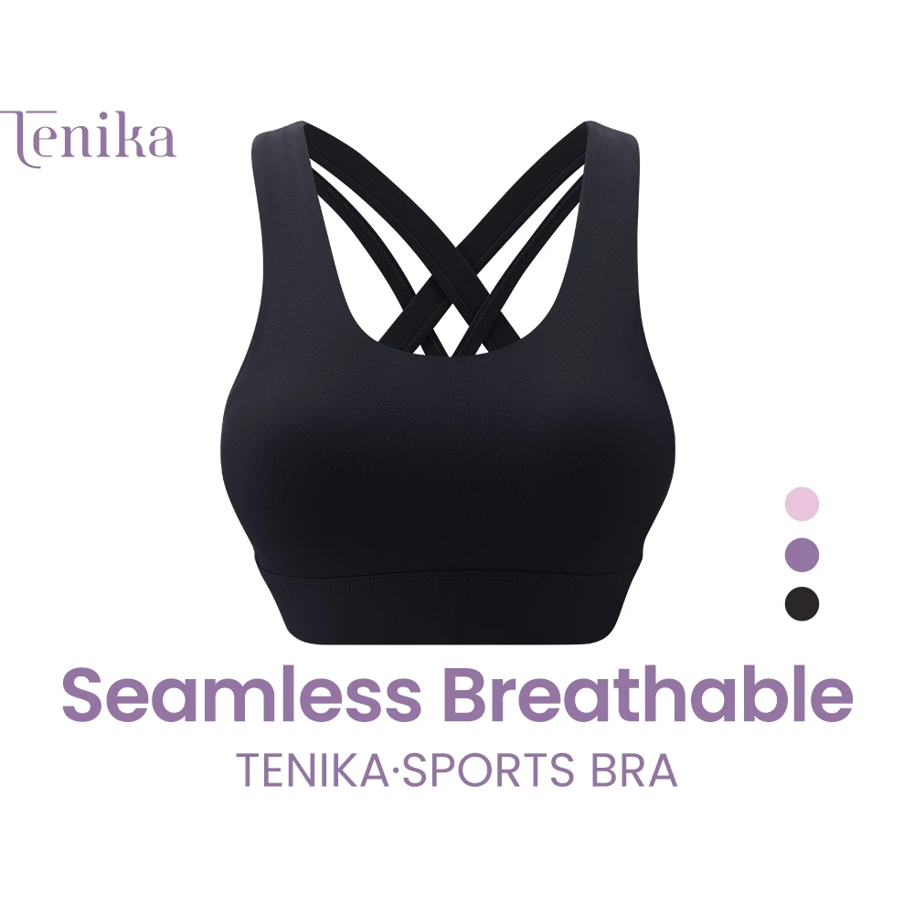 TENIKA สปอร์ตบรา ไร้โครง เสื้อชั้นใน ถ้วยคง เนื้อผ้ายืดหยุ่นสูง ดูดซับเหงื่อ ระบายอากาศ AC-004
