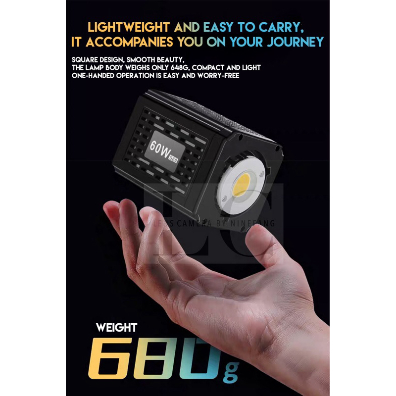 ไฟสตูดิโอ ไร้สาย YM-S60 LED 60W Handheld Photography Fill Light 60วัตต์ ไลฟ์สด บิวอินแบต เปิดได้4ชม.
