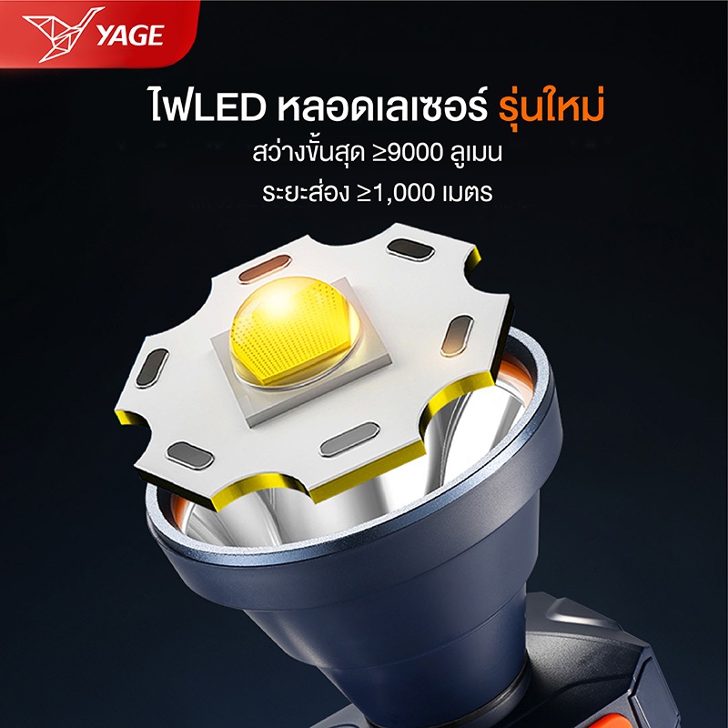 YAGE ไฟLEDหลอดเลเซอร์ เลนส์ขนาดใหญ่ ลำแสงพุ่งไกล ตกปลา จับกบ และกรีดยางได้ - รูปที่ 2