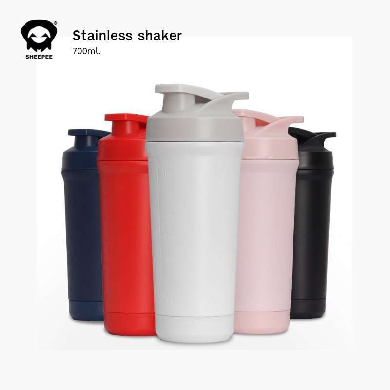 แก้วเชคสแตนเลสแบบใหม่ !! ถอดล้างได้ 2 ทาง ความจุ 700ml.