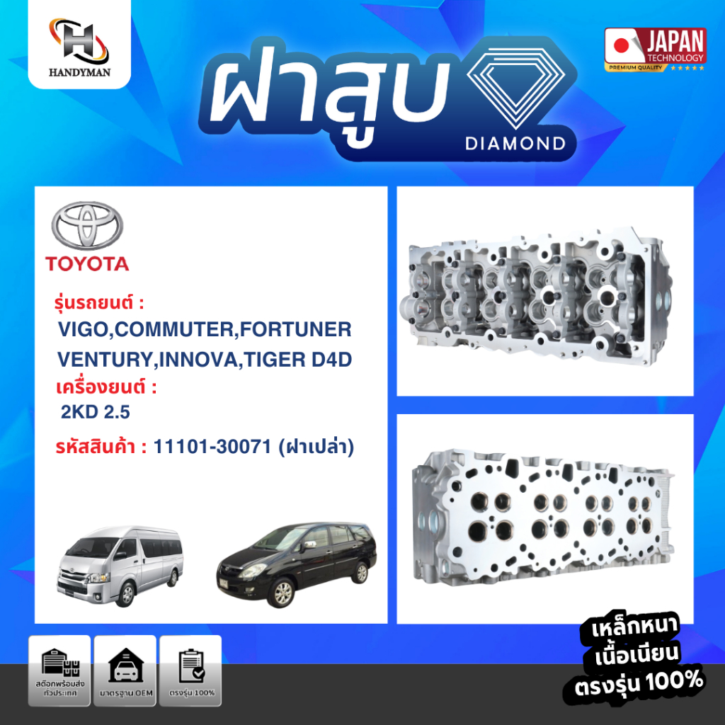 ฝาสูบ TOYOTA สำหรับเครื่อง 2KD 2.5