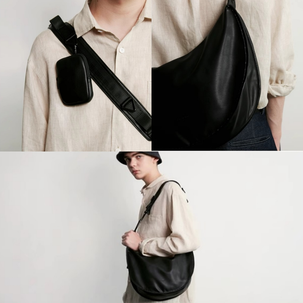 ✨Z.YOOO✨ กระเป๋าสะพายข้างผู้ชาย กระเป๋าหนังสะพายไหล่ ใช้ได้ทั้งชายและหญิง สไตล์เรียบง่ายทันสมัย - รูปที่ 4