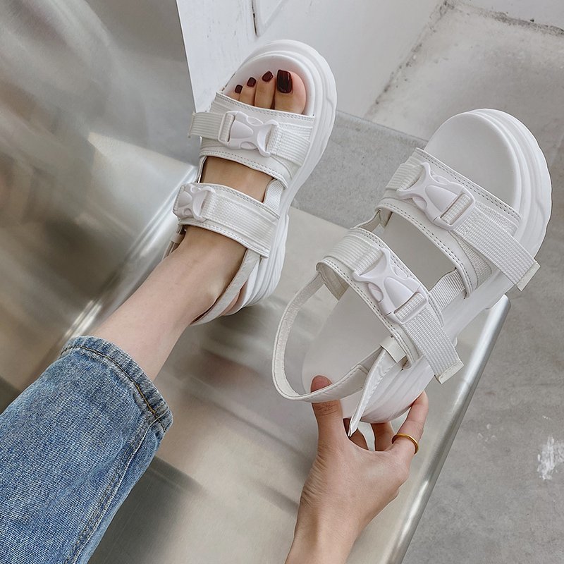 รองเท้ารัดส้น ส้นสูง8cm ไซส์35-43 รองเท้าแตะ Platform