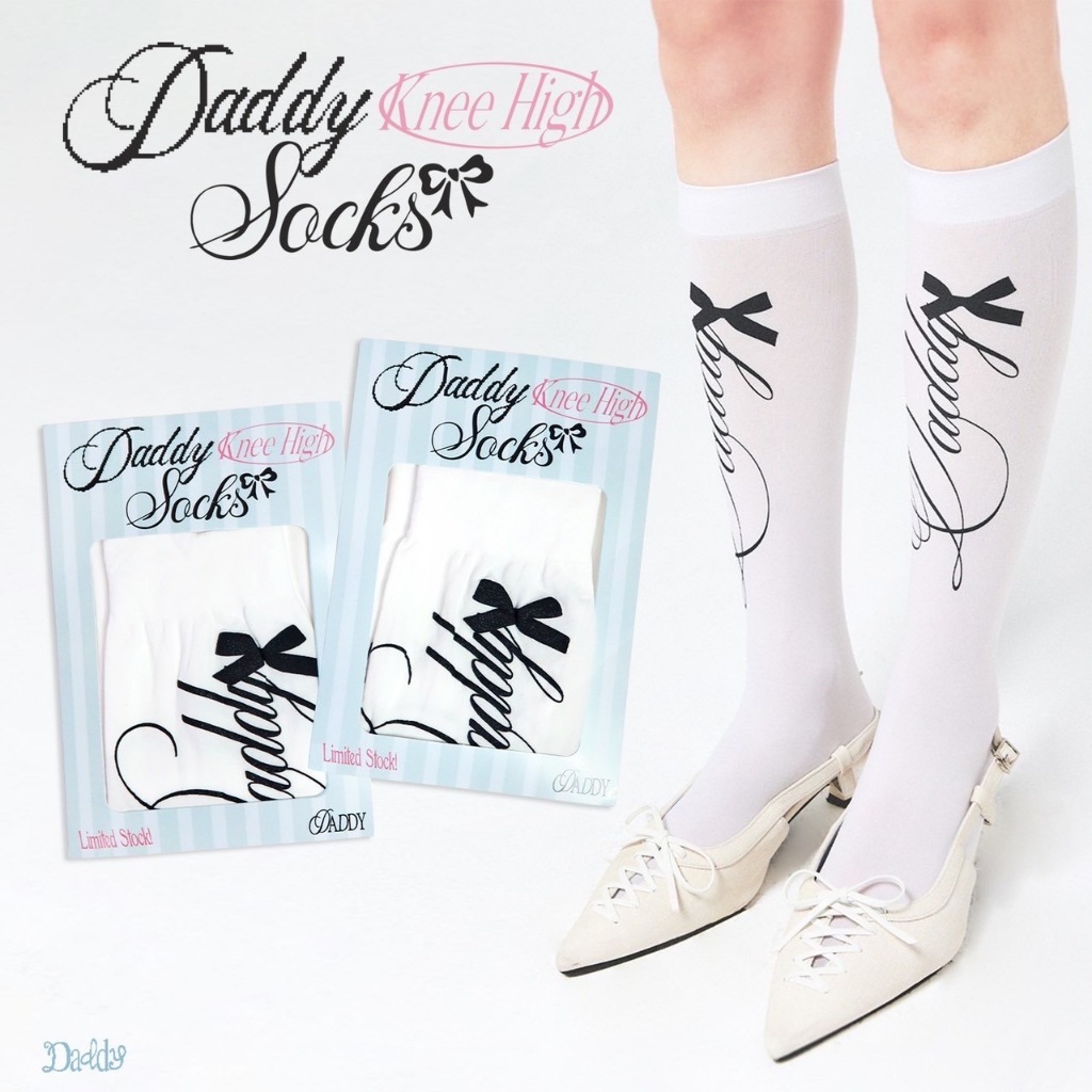 DADDY | Daddy Ribbon Socks ถุงน่องข้อยาว พิมพ์ลาย สุดน่ารัก