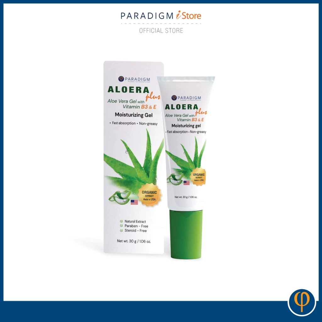 PARADIGM Aloera Plus อโลร่า พลัส เจลว่านหางจระเข้ ผสมวิตามินบี3 & อี ให้ความชุ่มชื้นและบำรุงผิว
