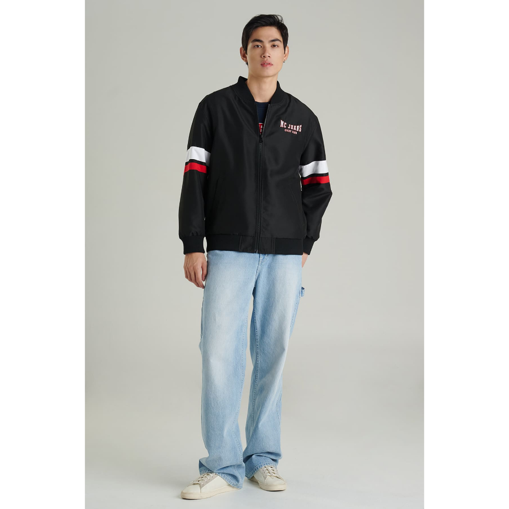 Mc jeans เสื้อแจ็คเก็ตบอมเบอร์ Unisex แขนยาว สีดำ MJCP077
