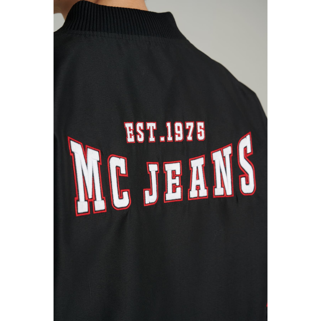 Mc jeans เสื้อแจ็คเก็ตบอมเบอร์ Unisex แขนยาว สีดำ MJCP077