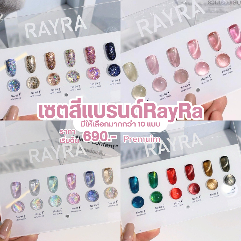 รวมชุดสีเจล RayRa Premium gel 6 Color พร้อมชาร์จ