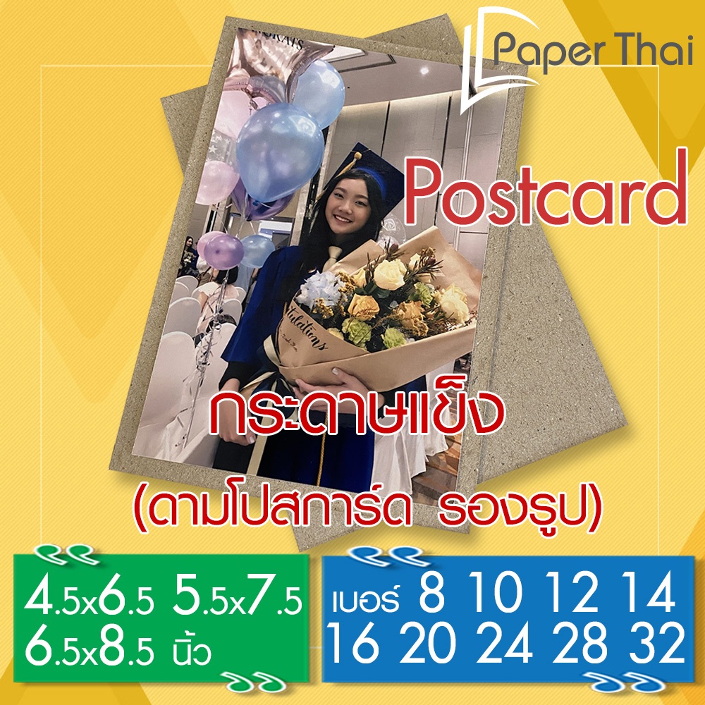 กระดาษแข็ง ดามโปสการ์ด ดามรูป 4.5x6.5 | 5.5x7.5 | 6.5x8.5 นิ้ว (เกรด A) PaperThai เบอร์ 8 10 12 14 16 20 24 28 32
