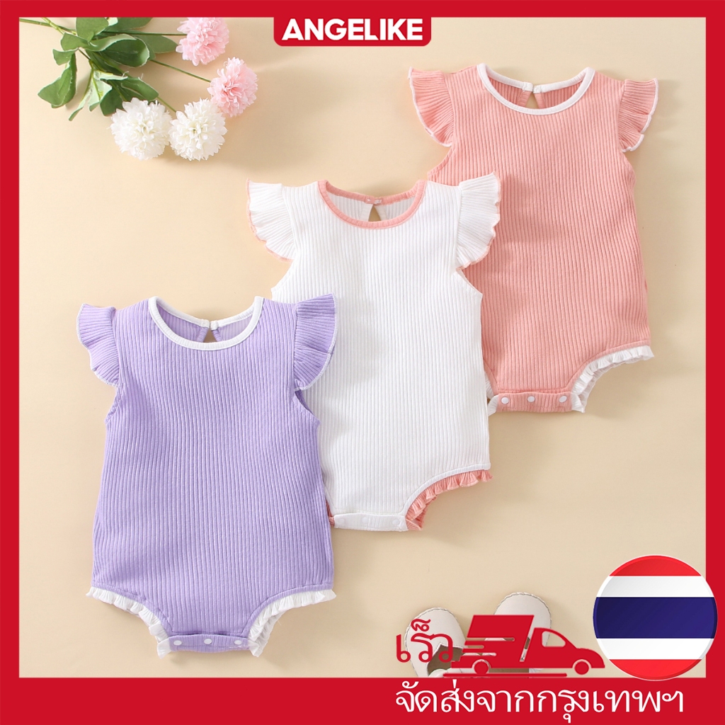 ชุดบอดี้สูทเด็กแรกเกิด ชุดจั๊มสูทรอมเปอร์ รอมเปอร์แขนสั้น ผ้าฝ้าย สีทึบที่มีระดับสูง 3 6 12 เดือน