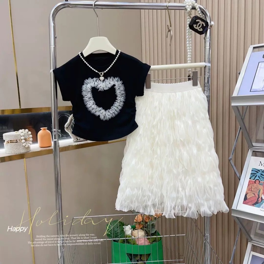 MC056 พร้อมส่ง ชุดเซตกระโปรงลูกสาว กระโปรงเหมือนภาพ ตรงปก สวยมากค่ะ - รูปที่ 2