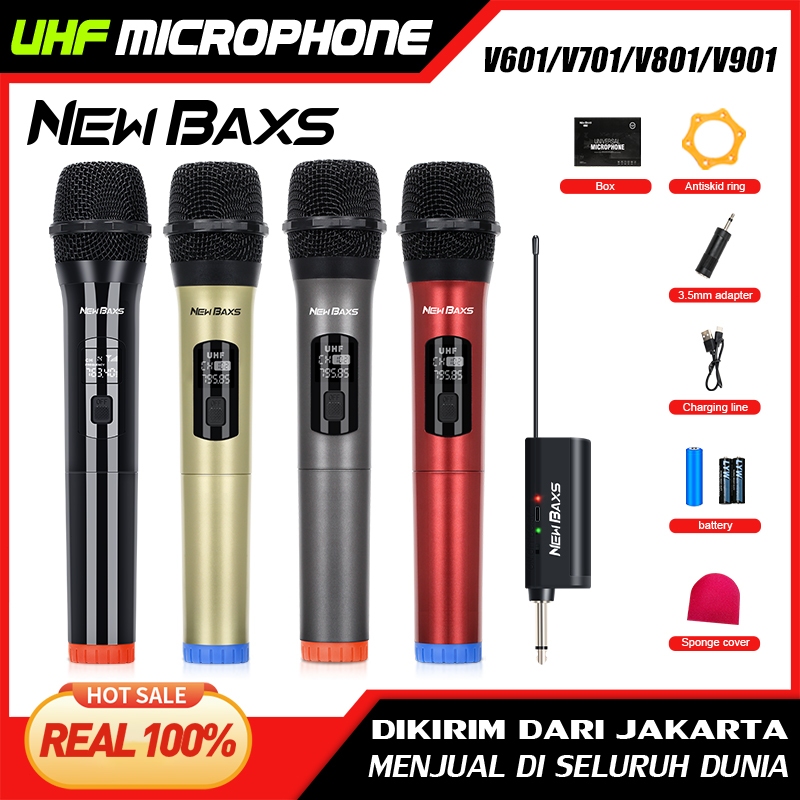 เสียงคุณภาพสูงNEW BAXS ไมค์ร้องเพลงV601/V701/V801/V901 ไมโครโฟน Wireless เหมาะสำหรับงานเลี้ยงและการแสดง UHFไมโครไร้สาย
